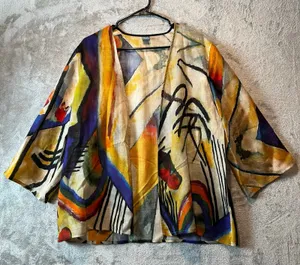 Cocoon Tao House OOAK Art‎ to Wear Open Fine Wool Lux Cardigan Size S/M thumbnail 1
