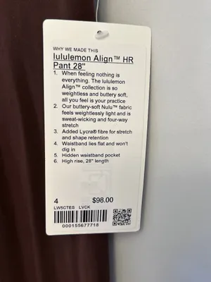 Lululemon Align HR 28" Leggings/ Tight size 4 lava Cake Brand New Authentic thumbnail 3