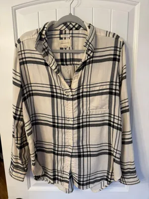 White & Black Plaid Flannel thumbnail 1