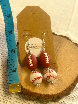 Football Baseball Sports Dangle Earrings Handmade Game Day Jewelry thumbnail 3