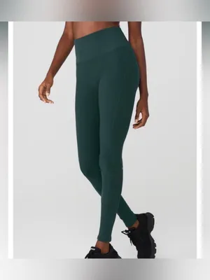 Alo Yoga Alo Soft Lounge Leggings XS Midnight Green Ribbed Pilates Yoga Sporty thumbnail 4