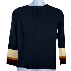 Cliché Navy Cream Colorblock Bell Sleeve Sweater Small Wool Blend Preppy Retro thumbnail 12