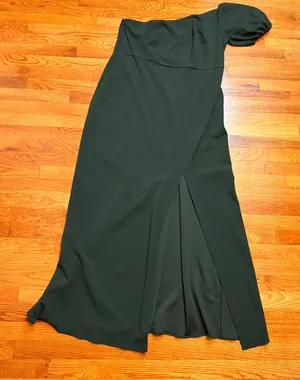 Sachin & Babi Women’s Plus 18W Emerald Green Nadia Gown One Shoulder Puff Sleeve thumbnail 1
