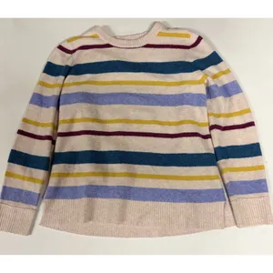 J.Crew Womens Large Multi-Color Striped Crewneck Knit Sweater Pink Blue Yellow L thumbnail 6