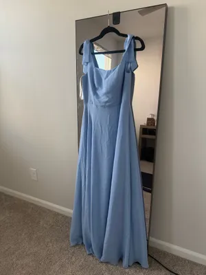 JJ's House Yaxeni Celadon A-line Square Chiffon Dress #298073 thumbnail 3