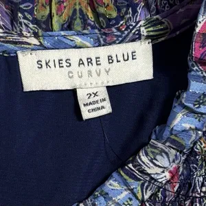 NWOT Skies are blue Paisley‎ Motif Tinsel Smocked Mini Dress Event Whimsical 2X thumbnail 9