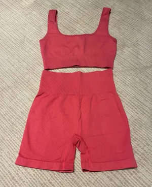 Ribbed Workout Set Pink thumbnail 1