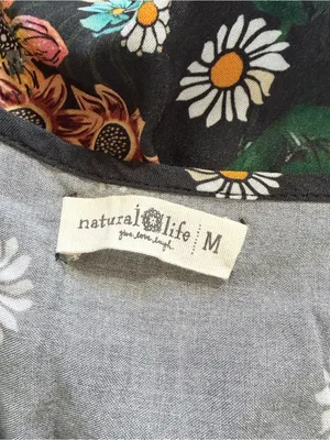 Natural Life Women’s Maribel Top Blouse Rayon in Black Floral Mushroom M thumbnail 9