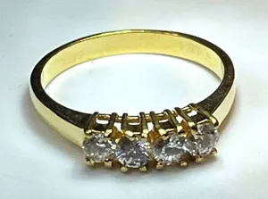 Vintage Gold Tone 4-Stone Clear Rhinestone Ring Size 8.75 thumbnail 1