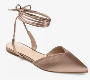 NEW Journee Taupe Theia Ankle Tie Flat 7 $75 thumbnail 1