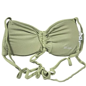 Aerie Ruched Bandeau Bikini Top in Dried Sage XXS‎ NWT thumbnail 2