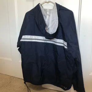 Vintage Nike woman’s size large 12-14 navy and white lined 1/4 zip windbreaker thumbnail 10