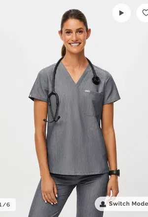 FIGS Catarina Top Graphite One-Pocket Scrub thumbnail 1
