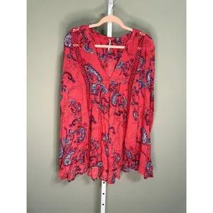 Free People Just The‎ Two Of Us Paisley Tunic Whimsy Boho S Festival Indie thumbnail 3