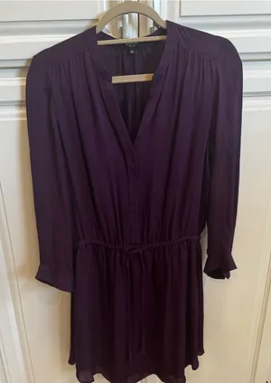 Babaton Purple silk long sleeve over knee dress thumbnail 1