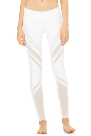Alo Yoga XS Epic Legging White Compression Tight Workout Pant Gym Barre Mesh thumbnail 8
