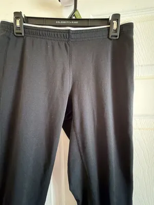 Nike Black Athletic Leggings Tights With White Swoosh Logo Cuffs thumbnail 4