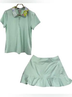 Tommy Bahama Golf Mint Green Short Sleeve Top & matching skirt set M activewear thumbnail 1