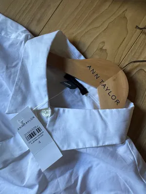 Ann Taylor White Button-Down Cotton Dress Shirt thumbnail 2