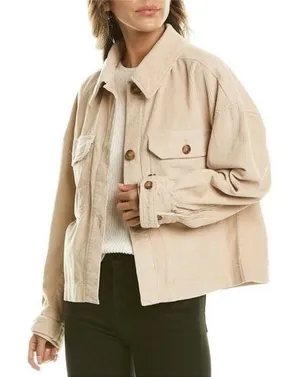 Avec Les Filles Corduroy Creamy Beige Oversized Cropped Wrsterncore Jacket M thumbnail 1