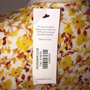 Wedding Guest Dress Size M Organic Cotton Amour Vert Yellow Floral Midi Cottage thumbnail 8