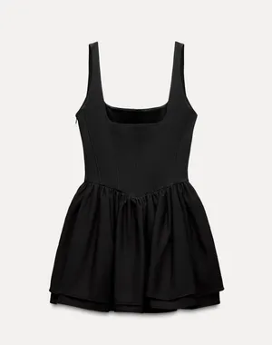 Zara dress mini corset inspired ruffled balloon bodycon summer cocktail wedding thumbnail 10