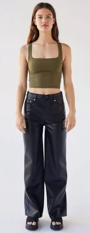 Urban Outfitters Faux Leather Wide Leg Pants Women's 30 High Rise 5 Pocket thumbnail 1