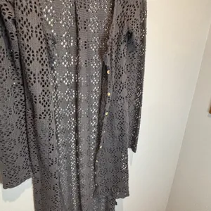 Free People Beach Gray Love Song Open Knit Long Length Cardigan - size Small thumbnail 5
