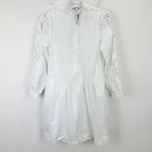 Madewell Pintucked Eyelet Mini Dress Boho Cotton Cottagecore White XXS NWT thumbnail 7