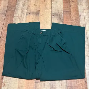Loft Womens Emerald Green Wide Leg High Waisted Pleated Poplin Pants Sz 2 Preppy thumbnail 3