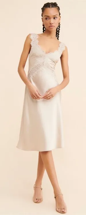 Hansen and Gretel Lucille Slip Dress In Champagne- size Large thumbnail 1