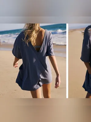 NWOT Free People FP Movement Hot Shot Tee Romper - Blue indigo navy - XL thumbnail 6
