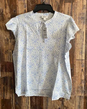 Style & Co womens crinkle gauze ruffled sleeve top size large thumbnail 1
