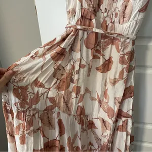 Mine White and Pink Floral Tiered Maxi Dress thumbnail 6