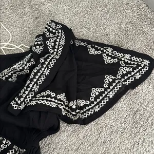 Lulus Black Jumpsuit with Off White Embroidery and Tassel thumbnail 9