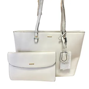 LOVEVOOK White Ivory Faux Leather Vegan Shoulder Pouch Tote Satchel Handbag OS thumbnail 1