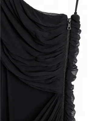 NWT Alice + Olivia Cici Goddess One Shoulder Ruched Black Mini Dress XS thumbnail 6