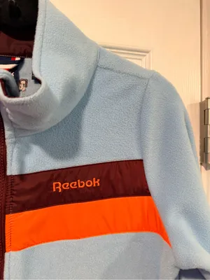 NWT Reebok Size M Blue Full Zip Fleece Jacket Retro Colorblock Outdoor Active thumbnail 3
