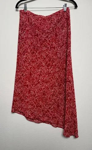 vintage 2000s Red Skirt Floral Print thumbnail 1