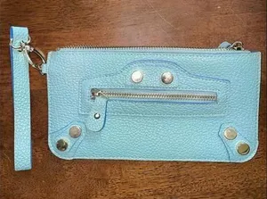 Steve Madden Faux Textured Leather Wristlet‎ Blue thumbnail 1