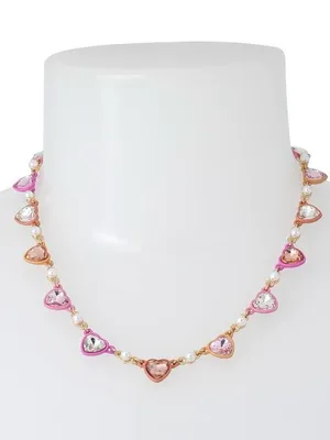 NWT Betsey Johnson Pink Heart Crystal Necklace thumbnail 3