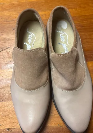 Free People Taupe and Light Brown Suede Leather Slip-On Loafers size 38 thumbnail 1