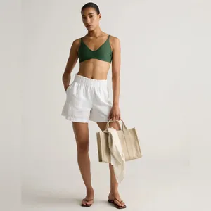 NWT Quince Olive Green Italian v-neck bikini top Sz L thumbnail 5