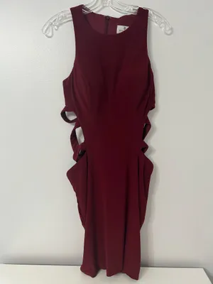 Faviana Burgundy Cut Out Dress thumbnail 2