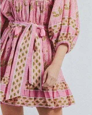 💕CLEOBELLA💕 Magdalena Mini Dress ~ Pink Wildflower Block Print Medium M NWT thumbnail 9
