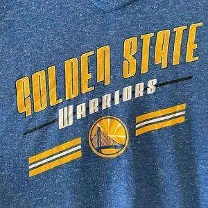 NBA Golden State Warriors Logo V Neck Adidas Women's Royal Long Sleeve Shirt SZ thumbnail 8