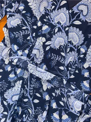 Anthropologie Hutch Navy Floral Wrap Midi Dress Small Cottagecore Boho Romantic thumbnail 5