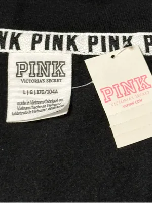 NWT PINK VS Black Quarter-Zip Pullover with White Dog Logo Size Large thumbnail 2