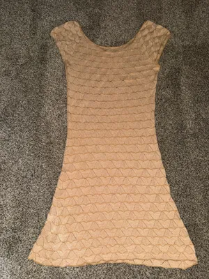 Free People Tan Crochet Knit Mini Dress thumbnail 2
