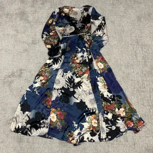 Lulus Wrap Dress Womens Small Put on a Smile Blue Floral Print Satin Maxi thumbnail 6